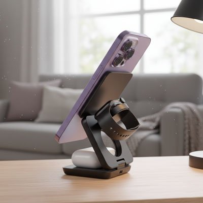 Chargeur sans fil ne prends pratiquement pas de place sur le bureau